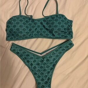 Teal Patterned Bikini Set